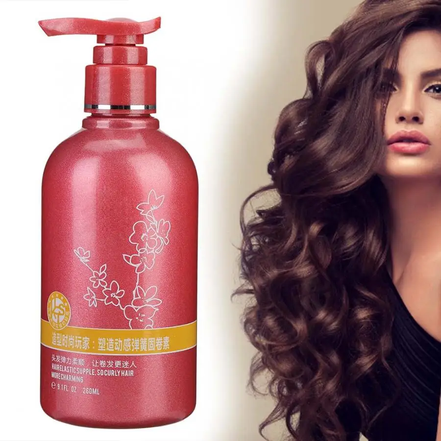 260ml Curl Enhancer Long-lasting Moisturizing Hair Styling Anti Frizz Volumizing Gel Hair Elastin Curly Cream
