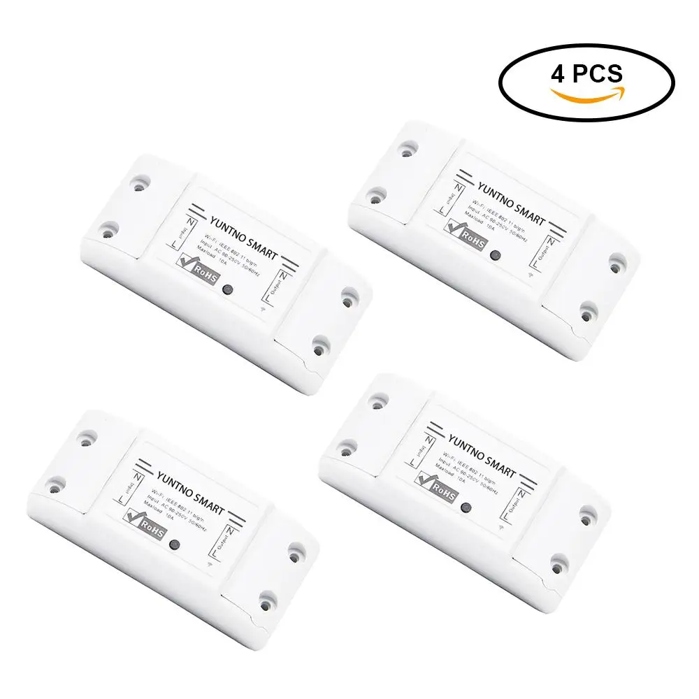 1/4Pcs DIY Wi-Fi Smart Light Switch Universal Breaker Timer Ewelink APP Wireless Remote Control Works With Alexa Google Home