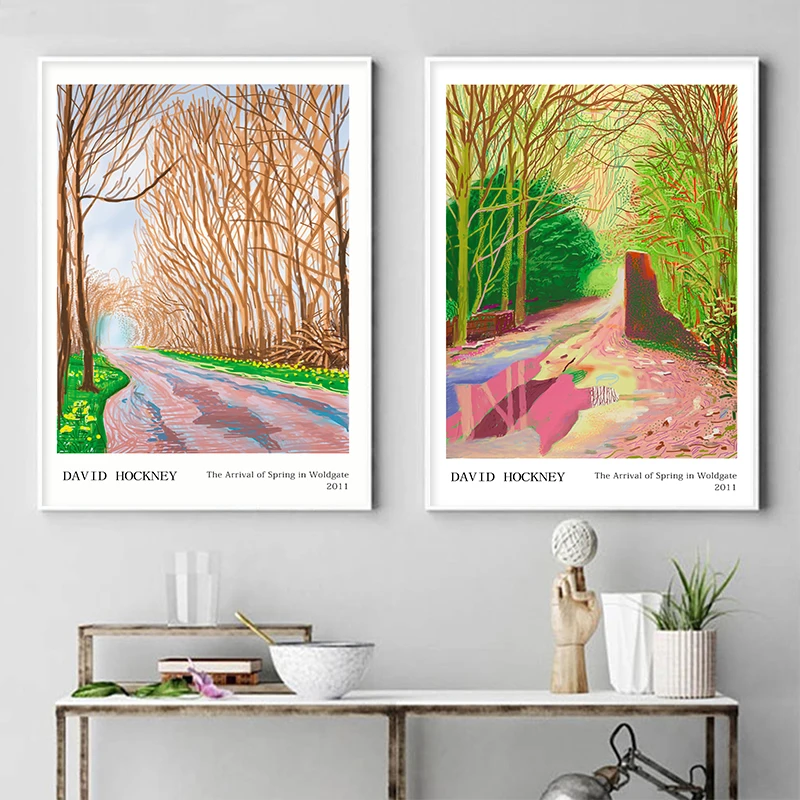 

David Hockney Famous Painting Classical Landscape Poster and Prints Abstract Oil Picture Wall Art for Living Room Bedroom Decor