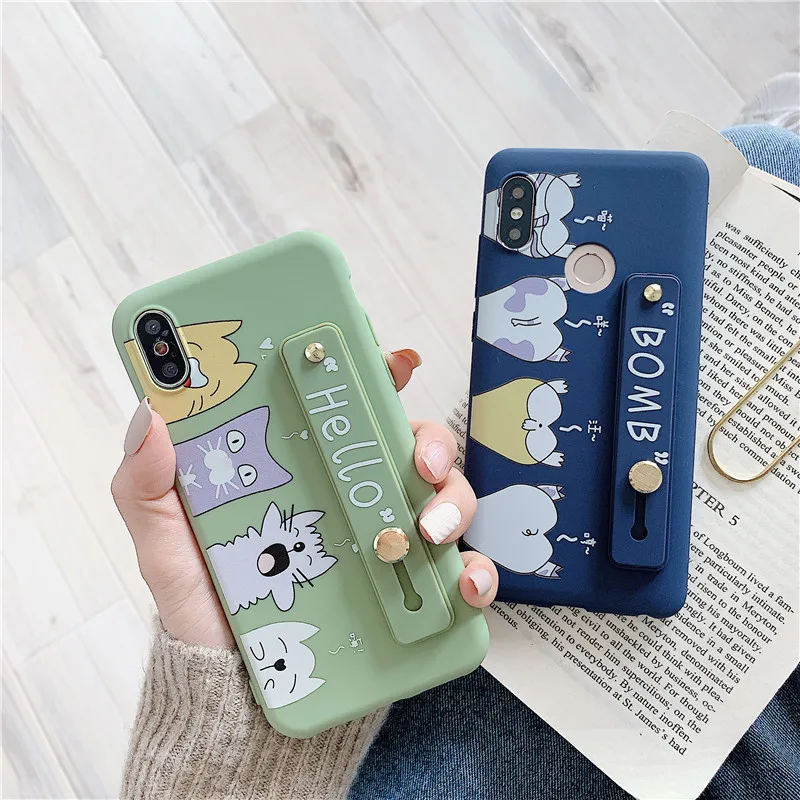 

Lovely Cartoon Animals Phone Case With Wrist Strap Silicone Protector For Huawei P20 P30 Lite Pro P10 Plus Mate10 Mate20 Pro