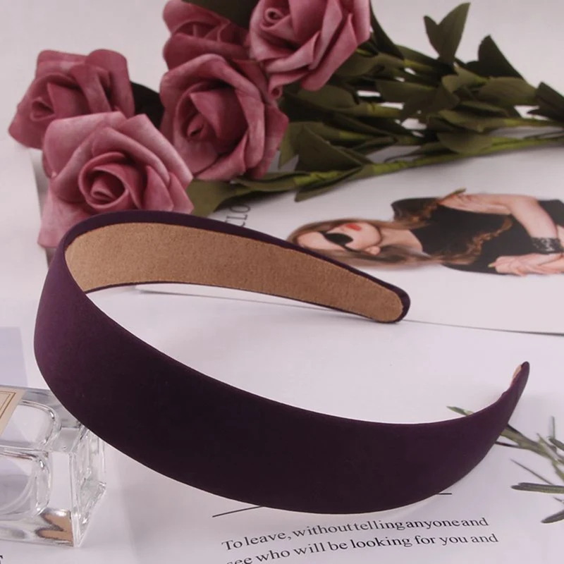 Dark purple Новые блестящие атласные повязки на голову для женщин, девочек, детей, эластичный разноцветный светильник, розовые, широкие, 2,8 см, нескользящие повязки на голову - Цвет: Dark purple