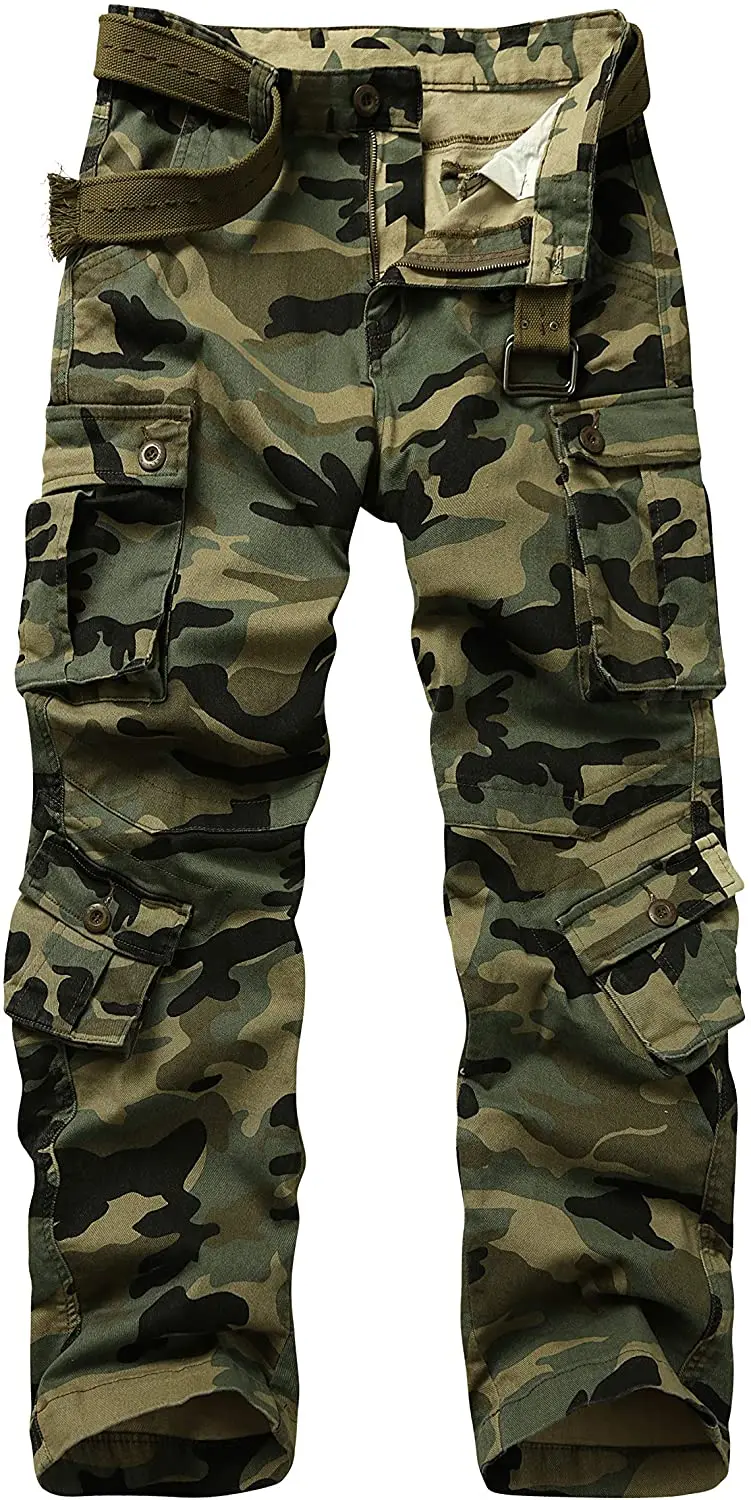 Men's BDU Casual Military Pants, Cotton Camo Tactical Wild Combat Cargo