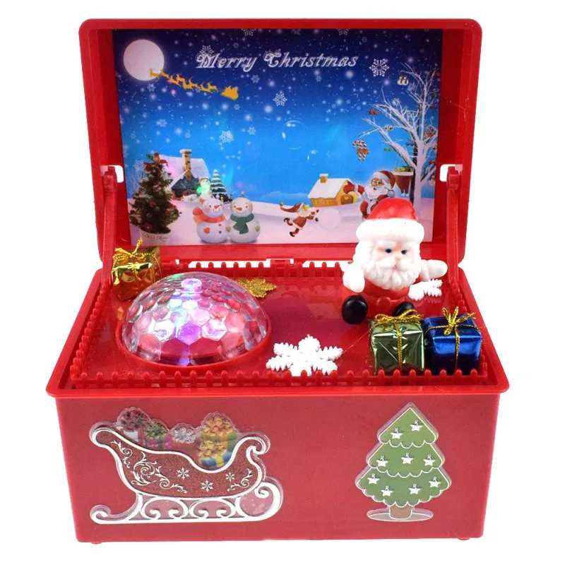 Glowing Christmas Music Box Plastic Music Box Christmas Children Gift Home Decoration