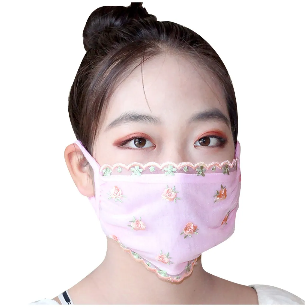Fashion Womens Lace Mouth Reuse Masks Cute Anti Dust Kawaii Muffle Face mask anti dust mask Cover lace print Face Mouth Mask