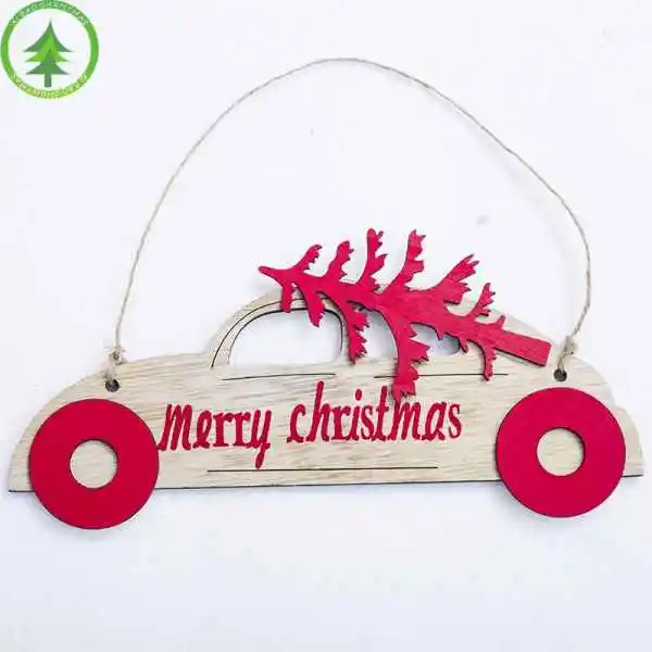 2 Hanging Xmas Home Party Decor Car Shape New Year Natural Wood Christmas Tree Ornaments Pendant Christmas Party Accessories - Цвет: 2