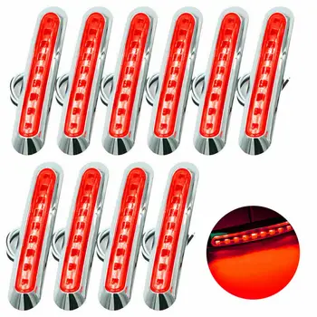 

Waterproof Side Marker Lights Shock Proof Dust Proof Red 9 LED Truck Lorry Bus