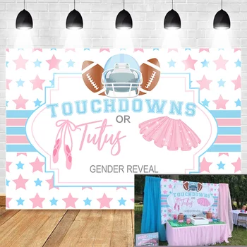 

Touchdowns or Tutus Gender Reveal Backdrop Newborn Baby Shower Photography Background Football Theme Gender Reveal Party Banner