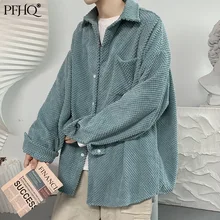 PFHQ 2021 nuevos hombres de moda Color sólido solapa de un solo pecho Retro PANA Casual Camisa de otoño e invierno 21D1840