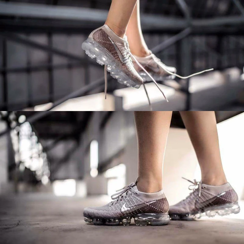 Аутентичные кроссовки для женщин от Nike Air VaporMax Flyknit, модный светильник, кроссовки для бега, низкий задник, на шнуровке, ударопрочный, 849557-202