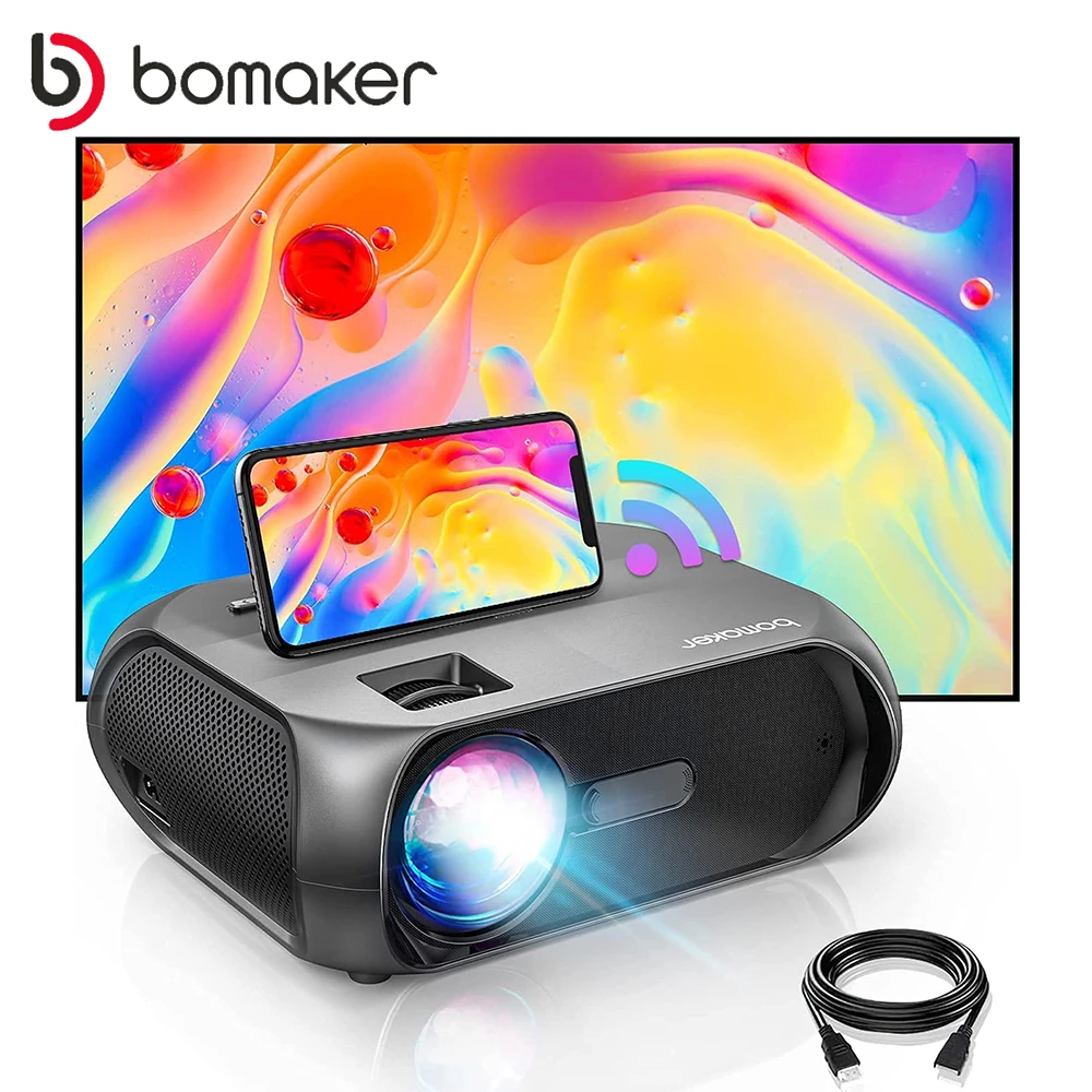 cheap projector BOMAKER MINI LED Projector 1280*720P 150 ANSI Lumens  Android WIFI Proyector for Phone Support 1080P 3D Home Video Projector small projector