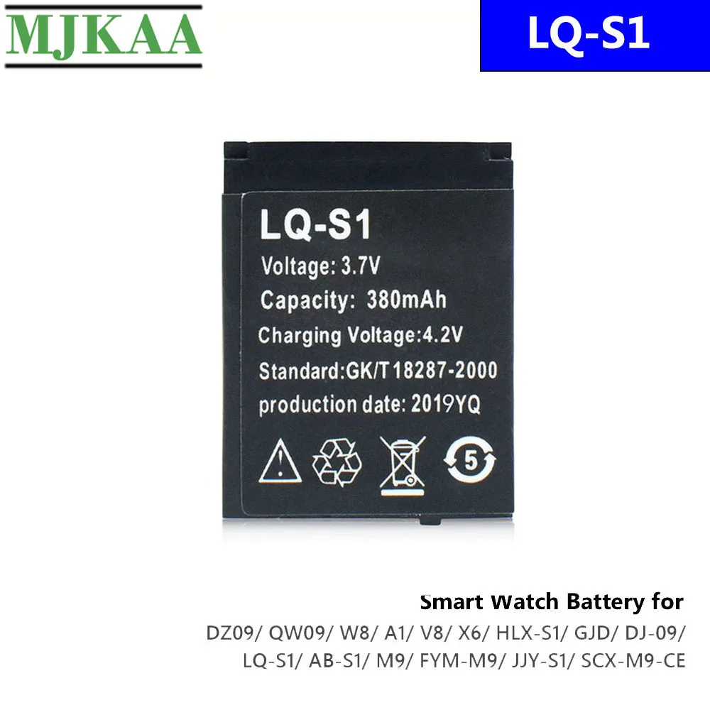 MJKAA 6/10 шт lq s1 3 7 V 380mAh литий ионный полимерный аккумулятор смарт часы батарея для DZ09