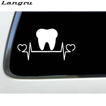

Langru 17*9.3cm Fashion Tooth Teeth Lifeline Heartbeat Vinyl Decal Car Sticker Accessories Jdm
