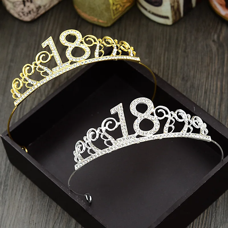 

1 Pcs 18th Birthday Princess Crown Headband Crystal Wedding Crown Hairband Women Headwear Hair Decor