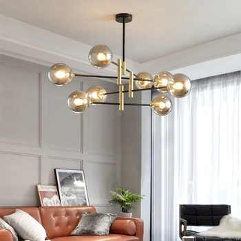

Nordic Glass Ball Chandelier Lighting Modern Living Room Chandelier Creative Hanging Light Home Indoor Branch Suspension Lamp