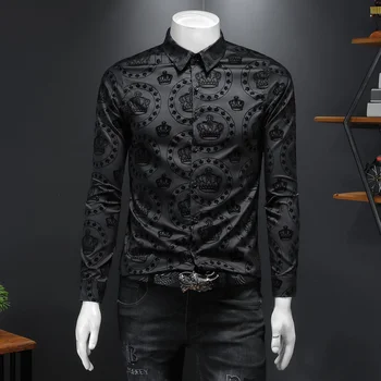 Luxury Black Business Formal Dress Shirt Long Sleeve Casual Shirt