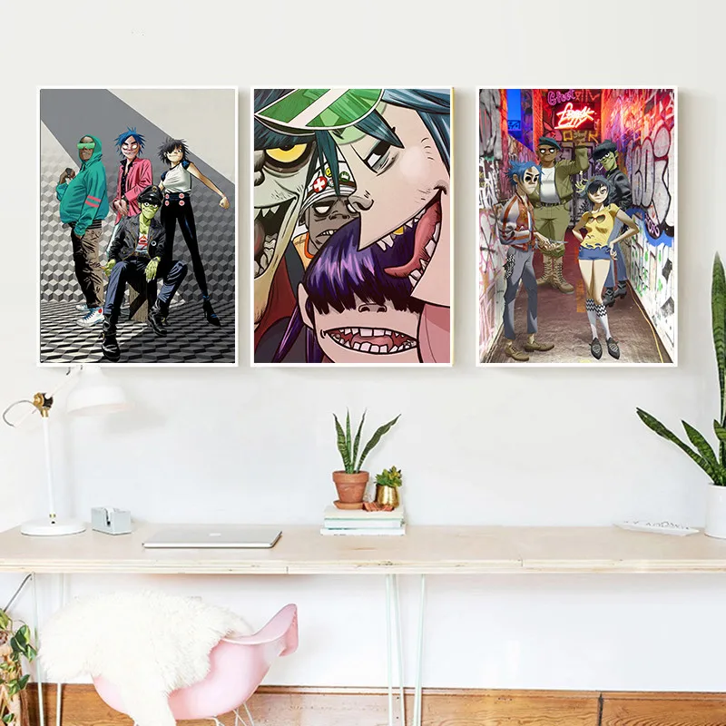 Gorillaz бумажные плакаты с белым покрытием Настенная картина домашний декор для