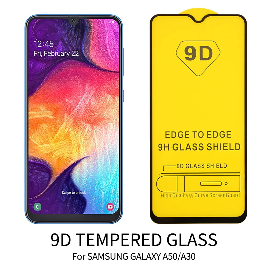 1000 штук 9D изогнутые, с полным охватом закаленное Стекло для samsung A10 A20 A20E A30 A40 A40S A50 A60 A70 A80 A90 Экран протектор