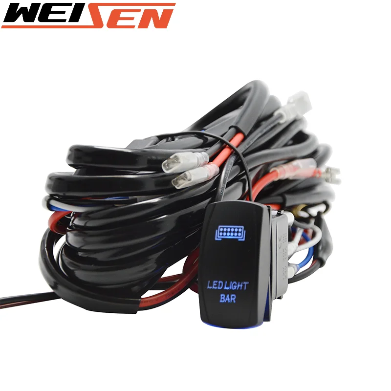 3M Auto Car Cable Wiring Harness Kit with 40A Blue Rocker Switch 