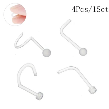 

4pcs BioFlexible Invisible Labret Lip Stud Piercing Clear Anti-allergic Nose Transparent Cartilage Body Pircing Jewelry Soft NEW