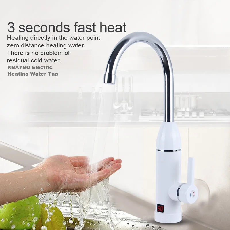 Kbaybo 3000W Кухня Мгновенный водонагреватель кран Электрический проточный водонагреватель светодиодный цифровой для кухни холодной горячей двойного использования