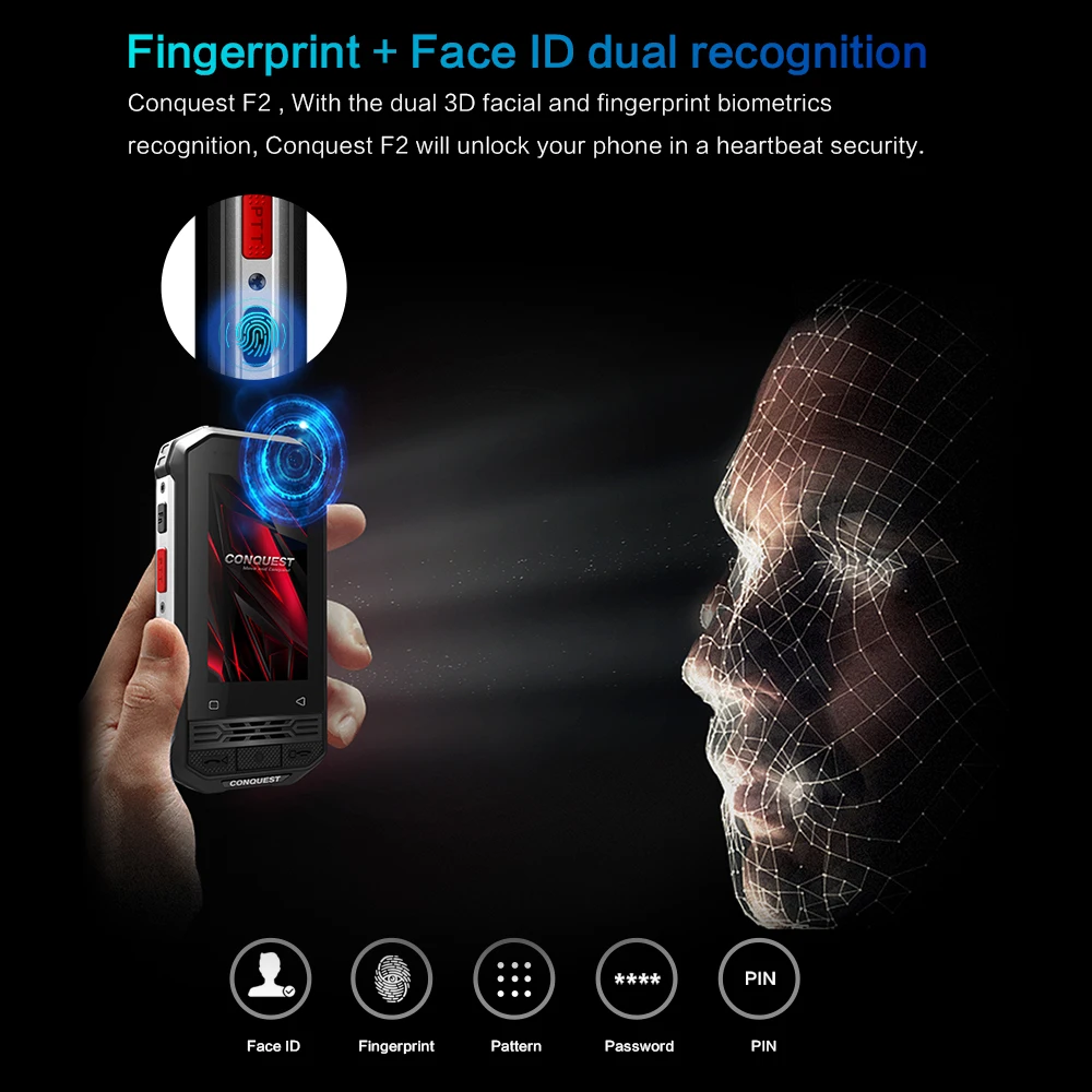 2020 CONQUEST F2 мини IP68 Водонепроницаемый NFC прочный мобильный телефон чехол для