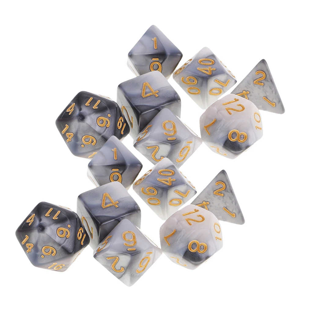 14x акриловая настольная игра кубики игрушки многогранные игральные кости ролевые игры серый белый