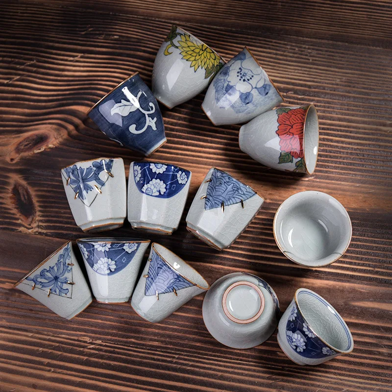 

Tea Bowl Ceramic Pottery Tea Cup Handmade Puer Cups Vintage Teacup Chinese Kung Fu Teaware Set Drinkware Container Crafts Gift