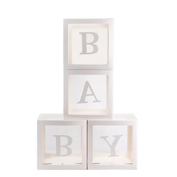 

4Pcs/Set Square Transparent Balloon Boxes Baby Shower Christening Birthday Party Decor DTT88