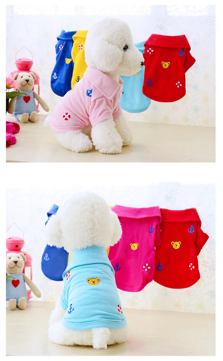 Pet Clothes Dog Thin Rainbow-colored Embroidery Polo Shirt Teddy Bichon Pomeranian Summer Small Vest