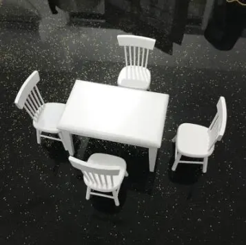 White color 1/12 масштабная деревянная столовая игрушка квадратный стол бамбуковый стул 5 шт набор кукольный домик Кухонная Мебель Миниатюрные Куклы Специальные аксессуары - Цвет: White color