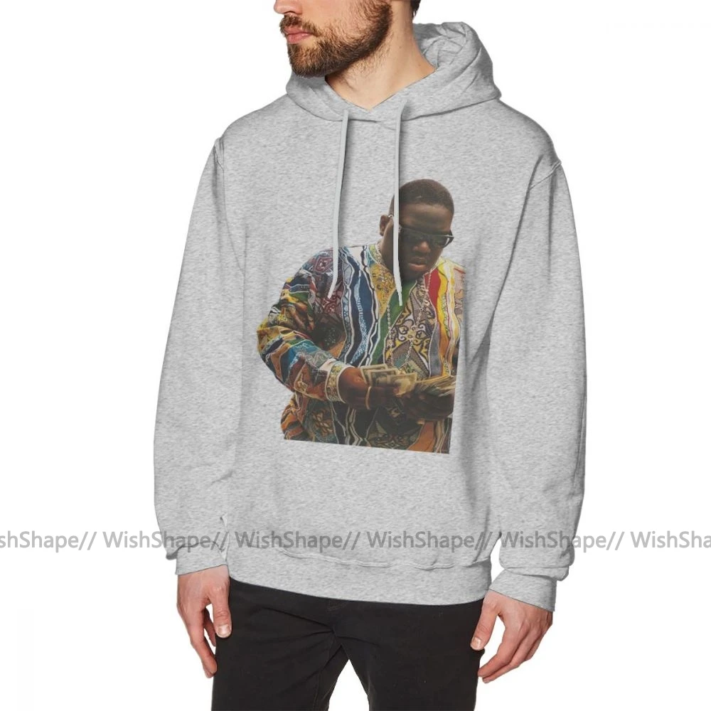 Пресловутые большие толстовки с капюшоном Biggie Smells, теплые уличные пуловеры с капюшоном, синие красивые мужские хлопковые толстовки с длинным рукавом XXXL - Цвет: Gray