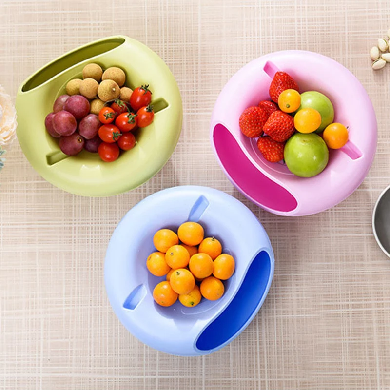 

Multifunctional practical Plastic Double Layer Dry Fruit Containers Snacks Seeds Storage Box Garbage Holder Plate Dish Organizer