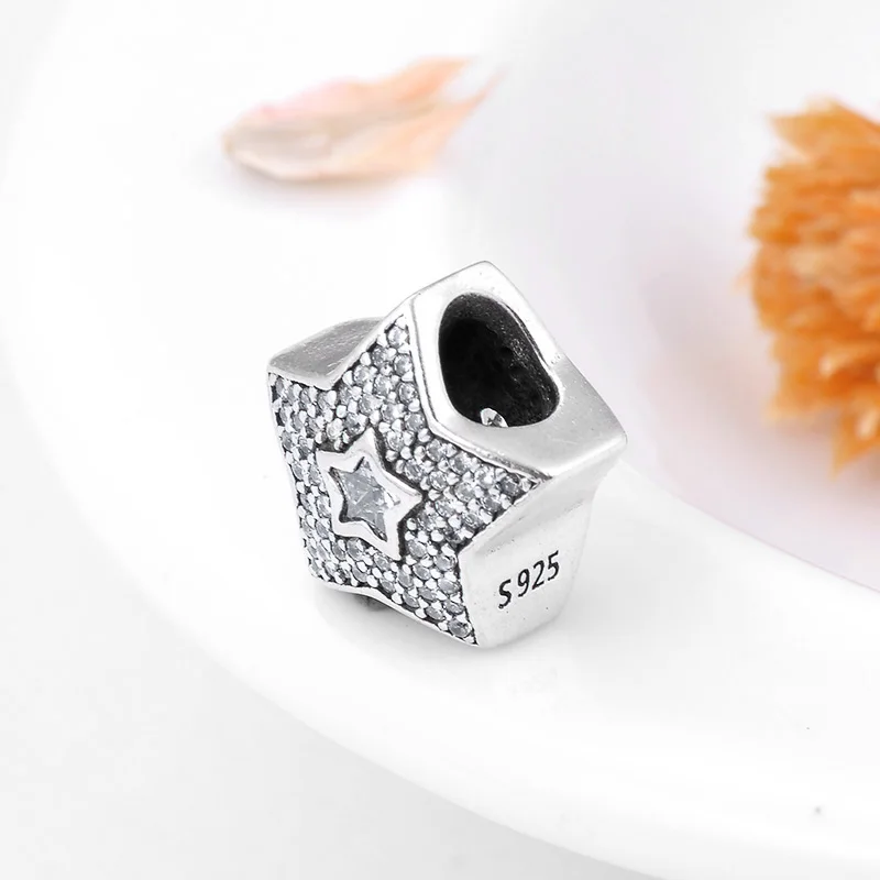 Серебряные бусины 925 пробы сказочная звезда очаровательный Кристал CZ Fit Pandora браслет и ожерелье женские ювелирные изделия