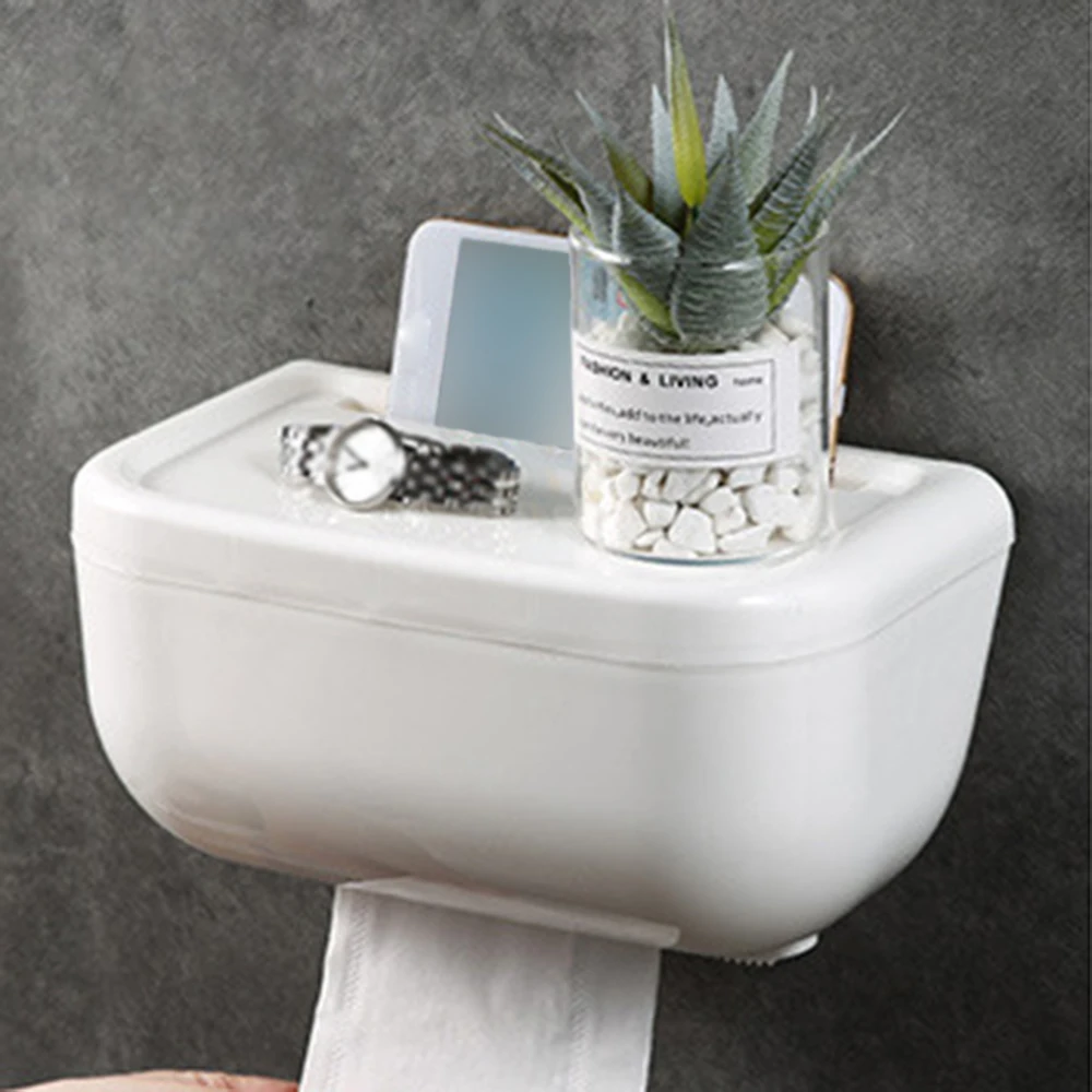 

Multi-Function Creative Bathroom Tissue Storage Box Household Nail-Free Tray Simple Stylish Toilet Paper Holder