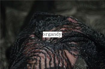 

Free ship Organdy clipping fabric half transparent black background for clothing wedding party formal costume