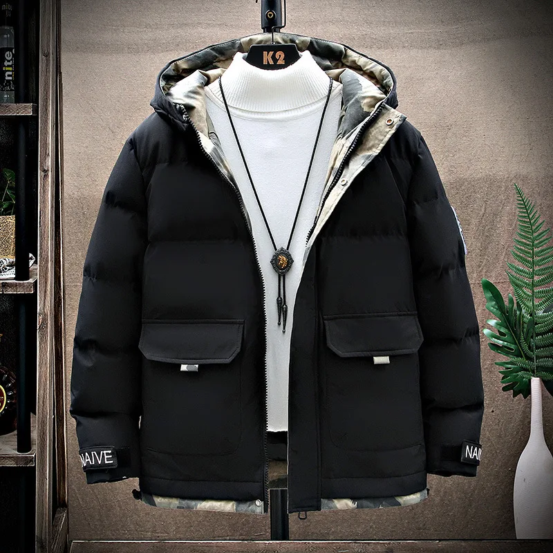 Down Jacket Men Fashion Winter Warm Hooded Thick Puffer Jacket Coat Thermal Parka Overcoat