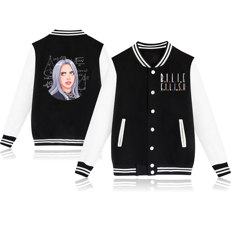 Billie Eilish/бейсбольная куртка с принтом; высокое качество; теплые детские бейсбольные куртки для мальчиков и девочек; Повседневная модная плотная куртка размера плюс
