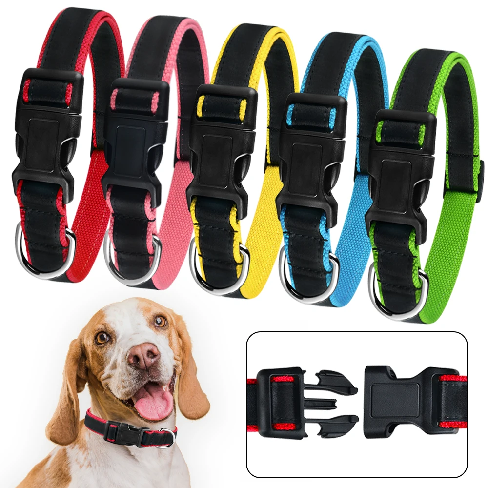 

Nylon Custom Dog Collars Personalized Embroidery Pet Dog Tag Collar Adjustable Puppy Nameplate ID Collars For Small Large Dog