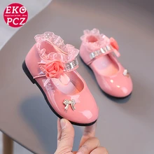 

EKOPCZ Spring 2022 New Girls Princess Shoes Leather Wedding Party Ballet Flats for Kids Summer Children's Flowers Dancing Shoes