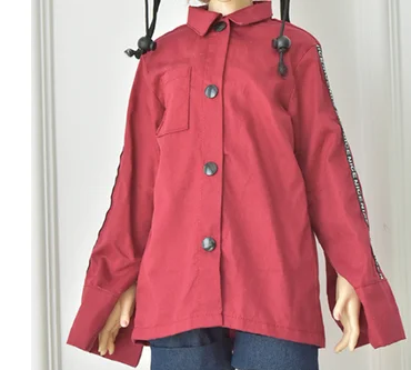T02-X548-9 Blyth Кукла Одежда 1/3 1/4 bjd 1/6 куклы аксессуары хлопок Письмо Длинный Рукав Рубашка длинные джинсовые шорты - Цвет: dark red long shirt