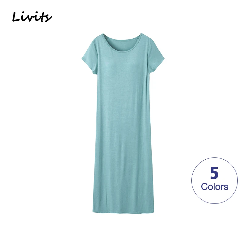 Women Dresses Built in Bra Padded Stretchable Modal Maxi Long Dress Mid