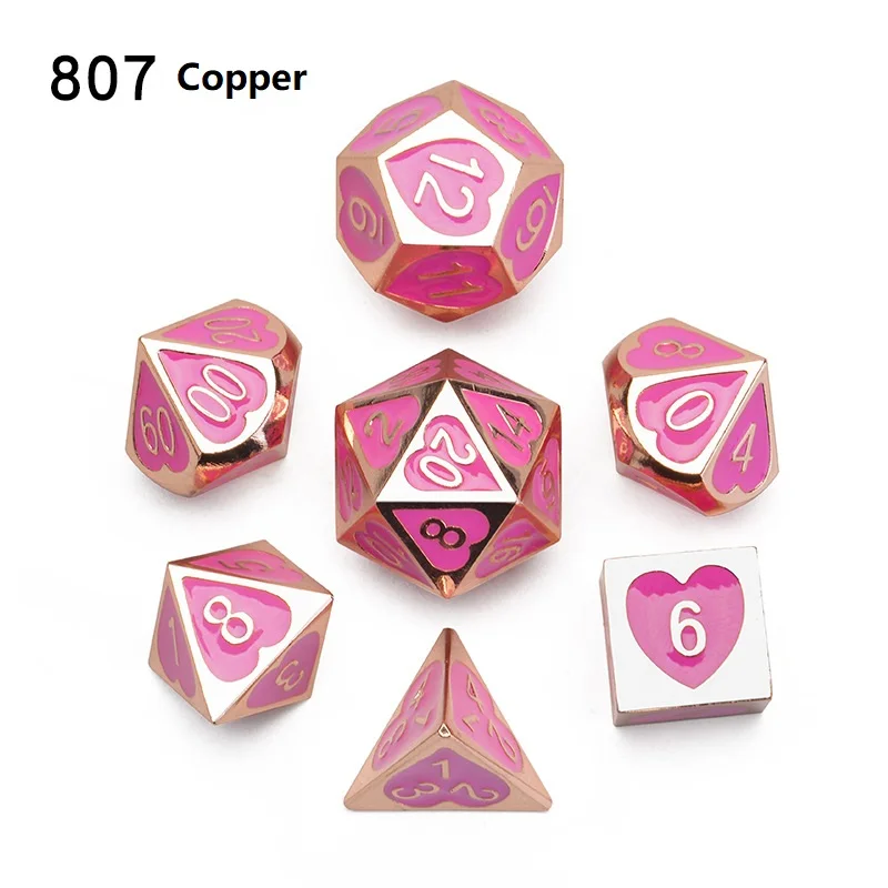 dnd dice set dados rpg dobbelstenen dados rol polyhedral dices metal dice d4-d20 7pcs/Set game dice,dice set,acrylic dice