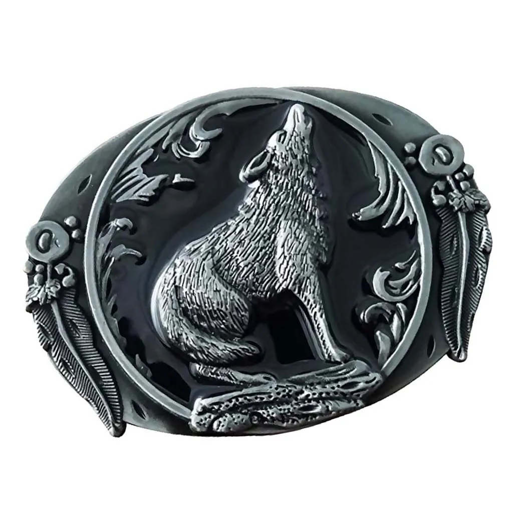 Vintage Belt Buckle Suitable for 3.6-3.9cm belt Wolf Howl Totem Cowboy Western Belt Buckle Men's Gift 