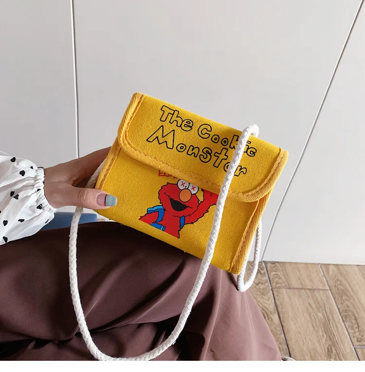 Sesame Street WOMEN'S Bag New Style Mobile Phone Shoulder Bag Summer Mini Shoulder Small Canvas Bag Change Mobile Phone Bag