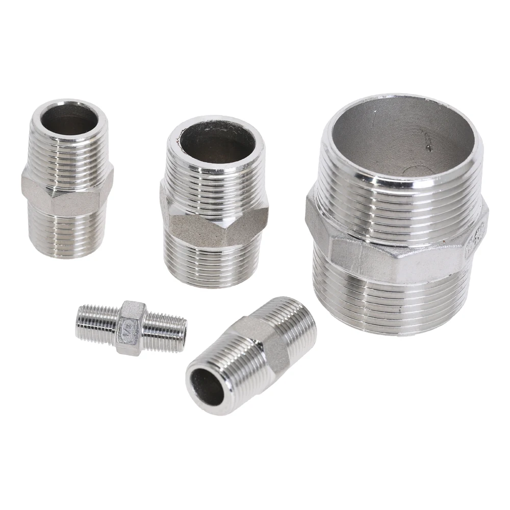 Нержавеющая сталь 304 1/" 1/4" 3/" 1/2" 3/" 1" 1-1/" 1-1/2" BSP папа-папа с шестигранной резьбой ниппель с одинаковой резьбой