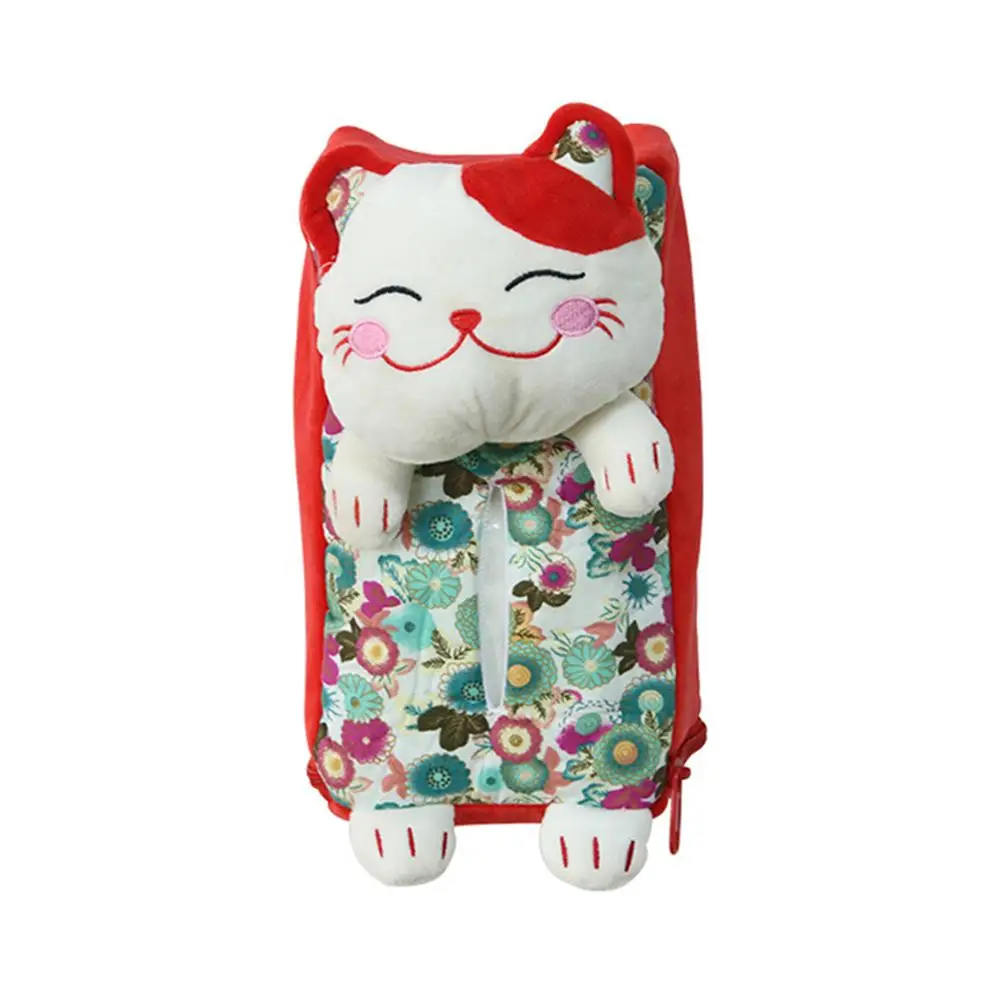 С изображением из мультфильма Lucky Cat подвесная коробка из ткани для автомобиля держатель ткани милые чехлы на коробки для салфеток Салфетка бумажное полотенце коробка держатель чехол для автомобиля Стайлинг - Название цвета: Red