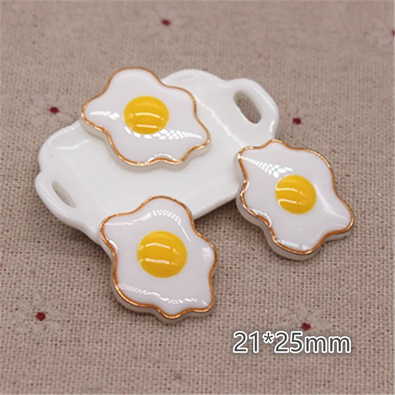 

10pcs 21*25mm Cute New Resin Poached Egg Simulation Miniature Food Art Flatback Cabochon DIY Kids Clip Decoration