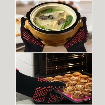 

1 Pair Heat Resistant Thick Silicone Cooking Baking Barbecue Oven Gloves BBQ Grill Mittens Dish Washing Gloves Kitchen Supplies