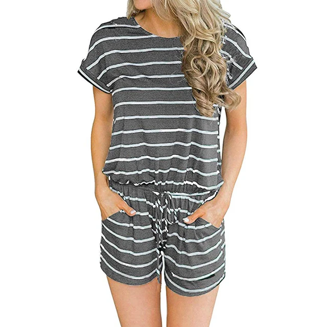 striped romper shorts