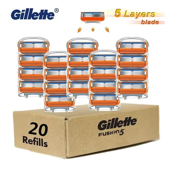 

20pcs Gillette Shaving Blades Gillette Fusion 5 Replaceable Cassettes Removable Fusion5 Men Razor Blade with Precision Trimmer